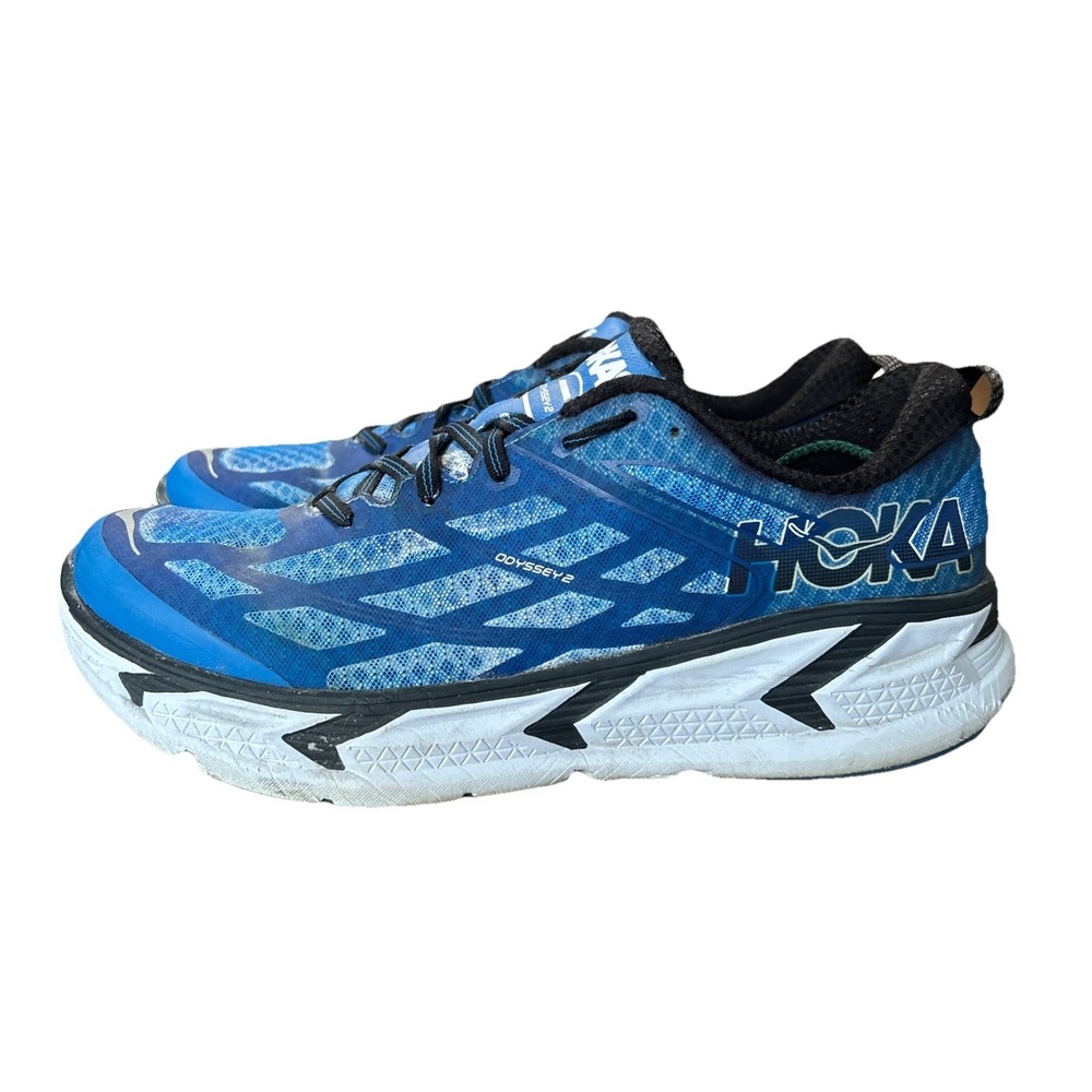 Hoka One One Odyssey 2 Black Blue Lace Up Sneaker Athletic Men 11